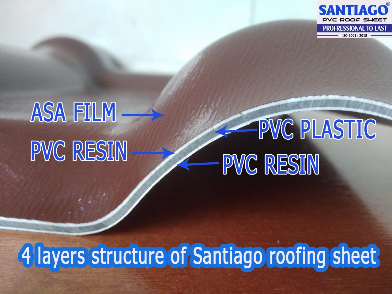 4 layer of asa pvc roofing sheet  แผ่นหลังคา asa pvc 4 ชั้น 