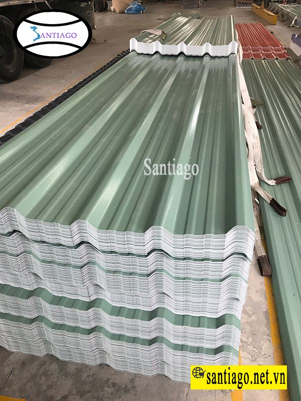 Tôn nhựa 5 sóng vuông màu xanh ngọc