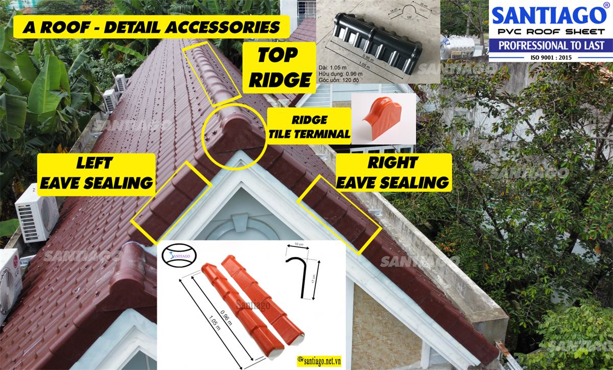 accesories when install a roofing sheet pvc asa 4 layer