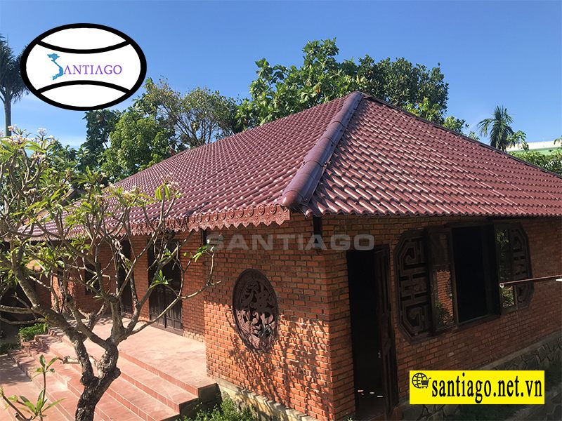 công trình ngói nhựa pvc asa màu socola