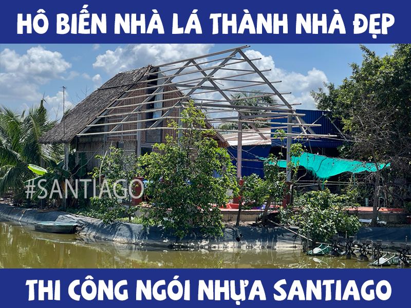 dở mái chuẩn bị lợp ngói nhựa
