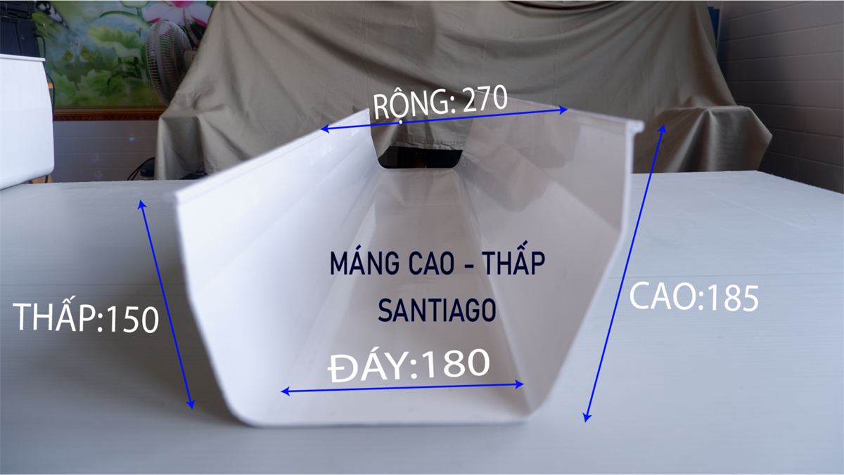 Kích thước máng xối nhựa pvc loại cao thấp