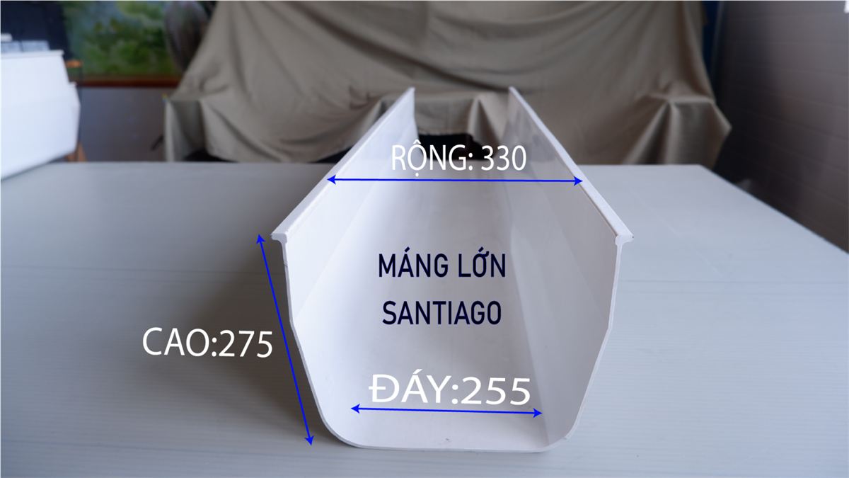 Kích thước máng xối nhựa pvc loại lớn