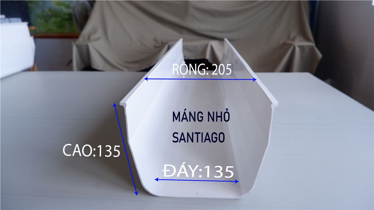 Kích thước máng xối nhựa pvc loại nhỏ