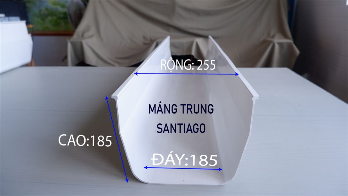 Kích thước máng xối nhựa pvc loại trung