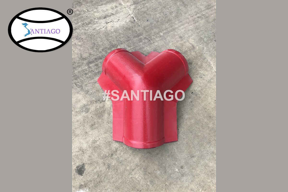 Tấm úp đỉnh ngói nhựa Santiago màu đỏ đô