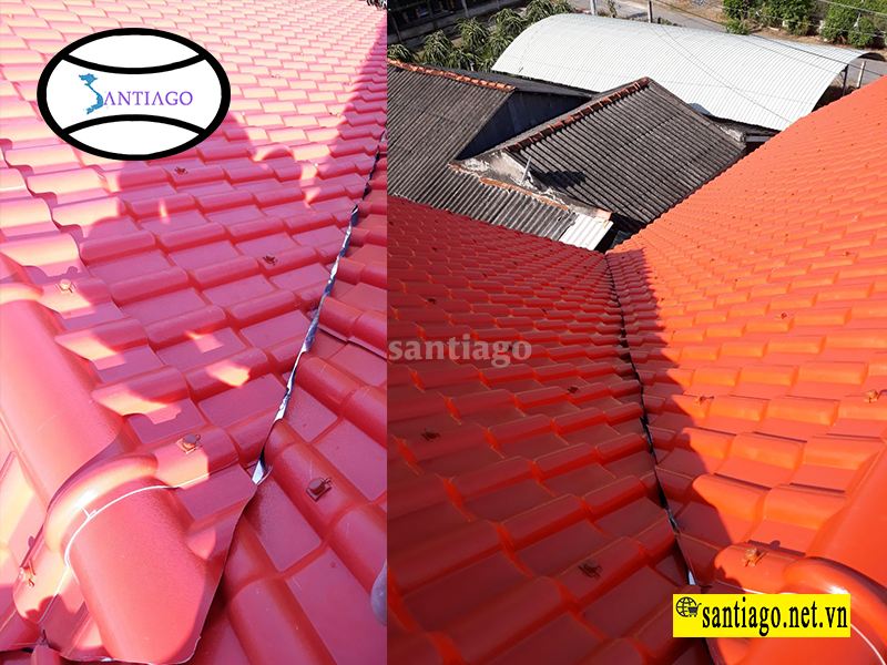 mái ngói chữ T lợp ngói nhựa santiago