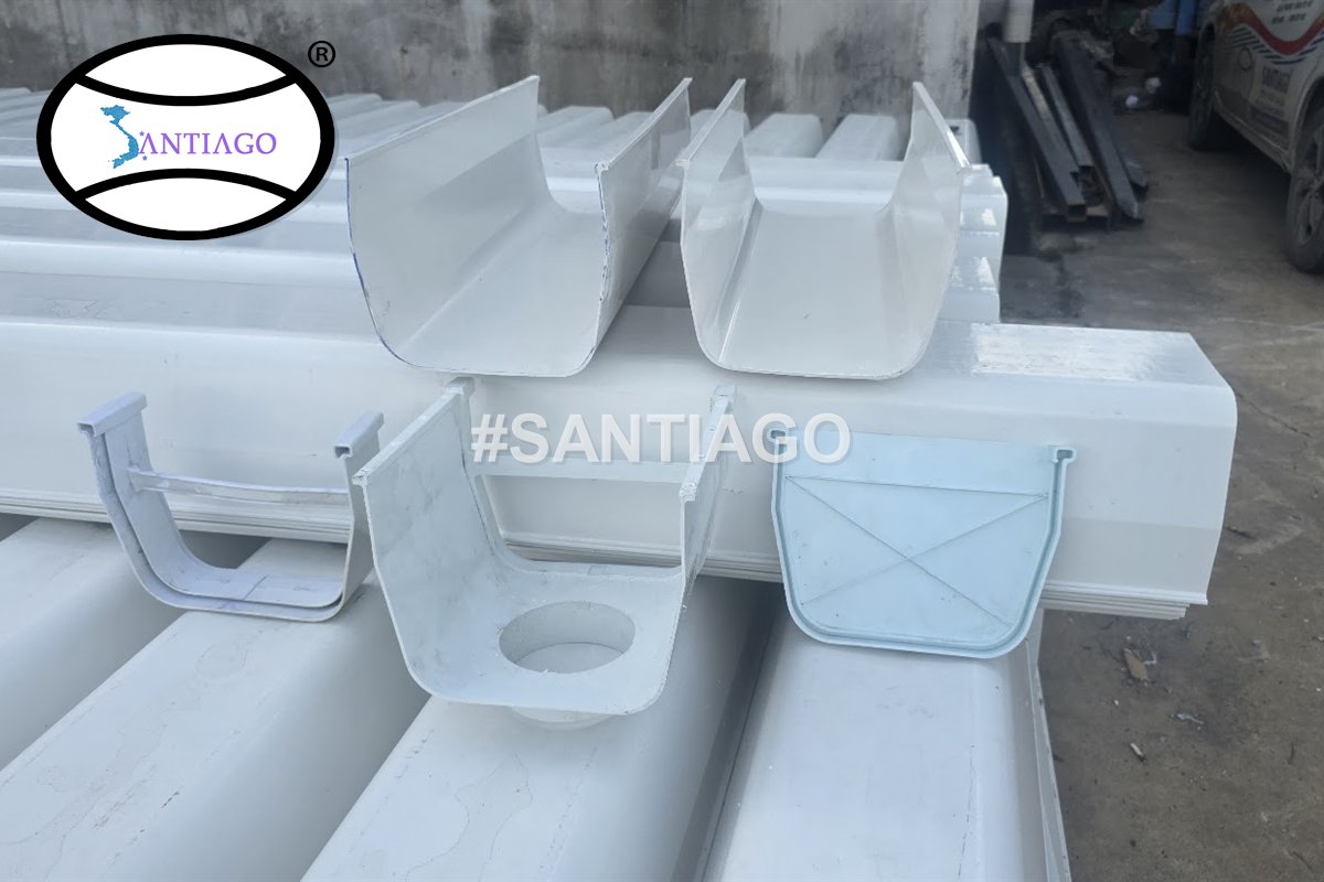 Phụ kiện máng xối nhựa: phễu thu, nắp bịt, khớp nối