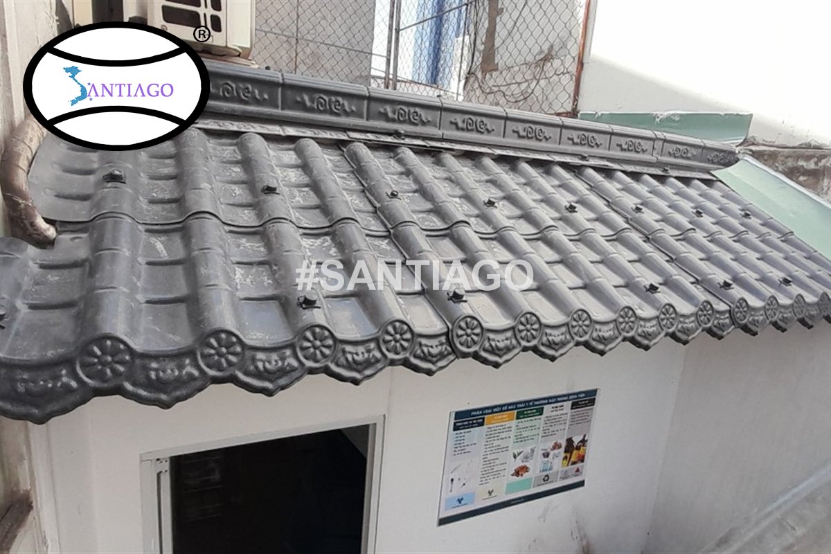 Mái hiên lợp ngói nhựa âm dương kiểu Nhật màu xám đen