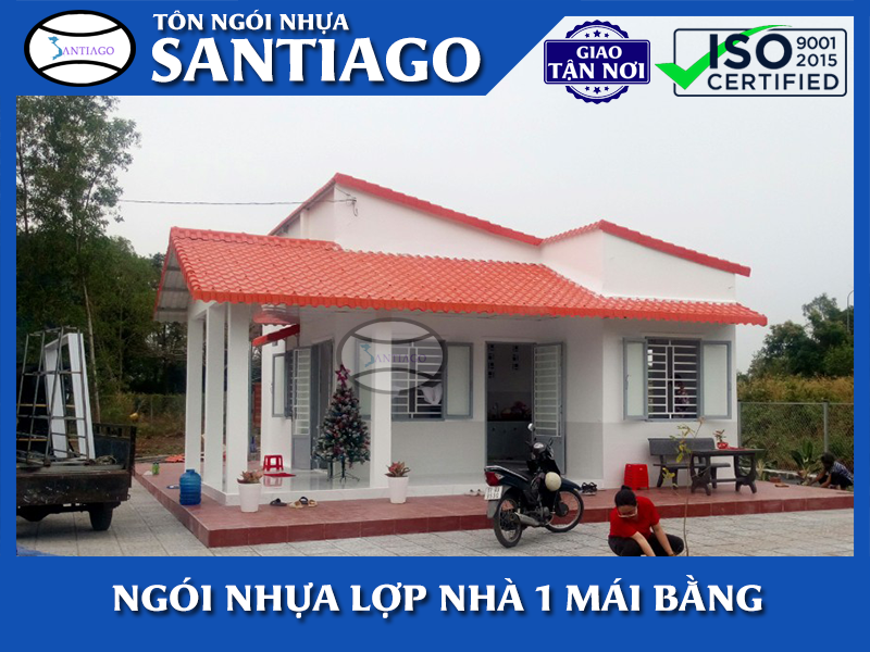 ngói nhựa santiago lợp nhà 1 mái bằng