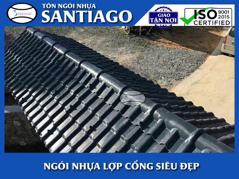 cổng nhà lợp ngói nhựa pvc asa santiago