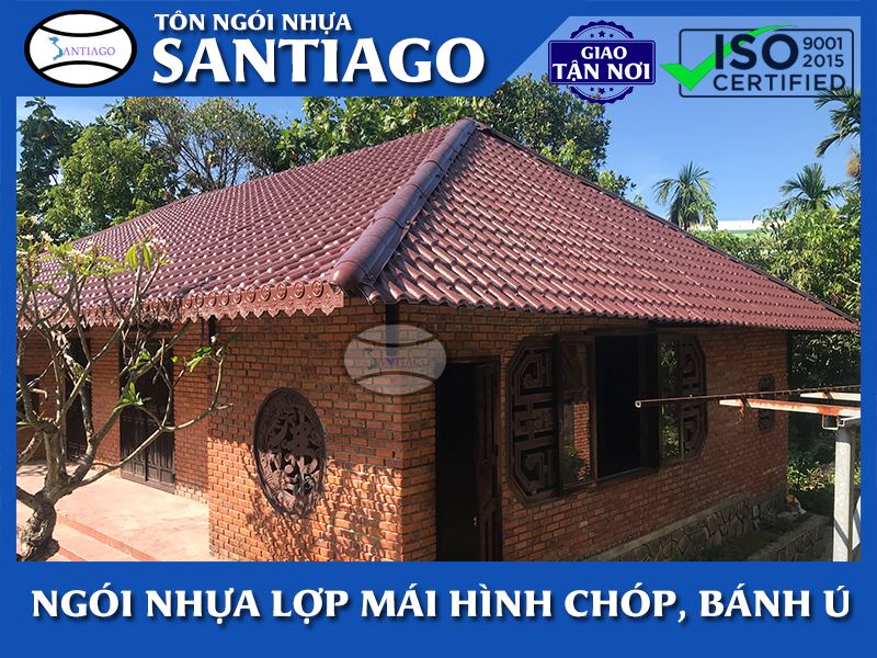 Ngói nhựa màu socola lợp mái bánh ú