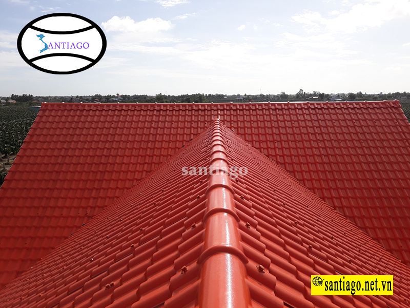ngói nhựa pvc asa santiago màu đỏ ngói