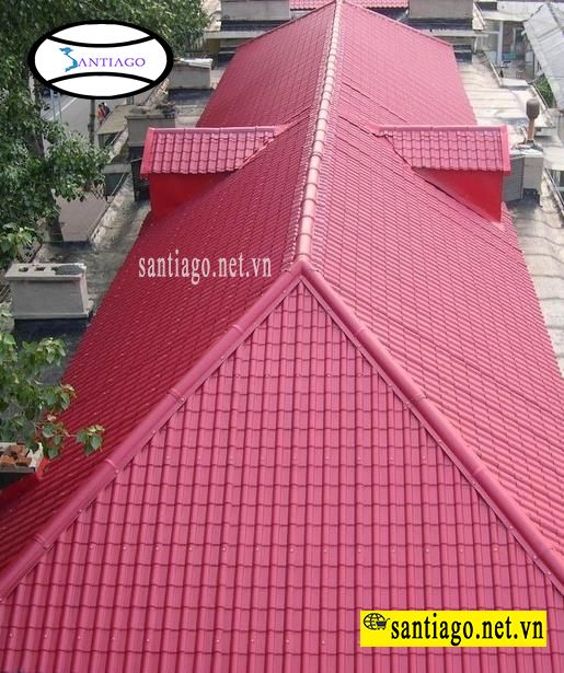 Mái ngói nhựa màu đỏ nhạt