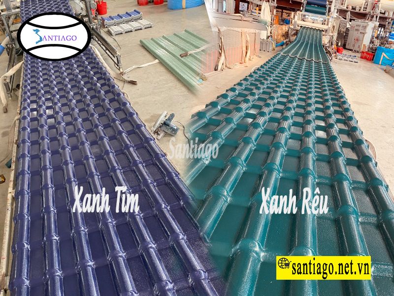 ngói nhựa màu xanh tím xanh rêu