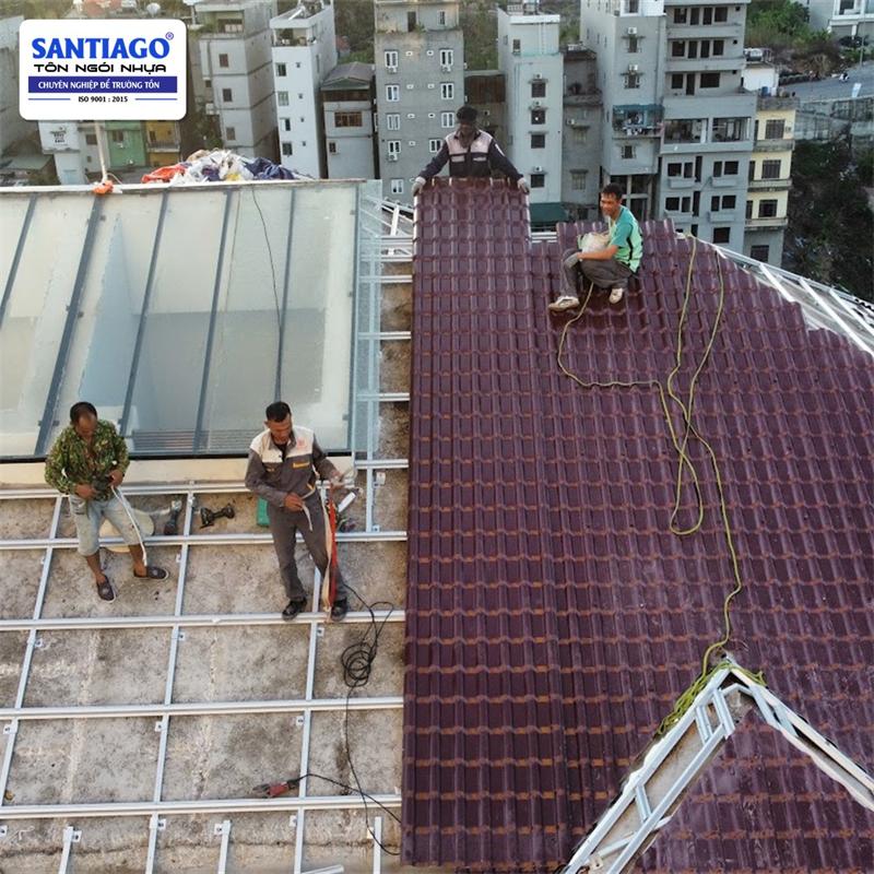 Công trình thực tế: mái ngói nhựa màu nâu