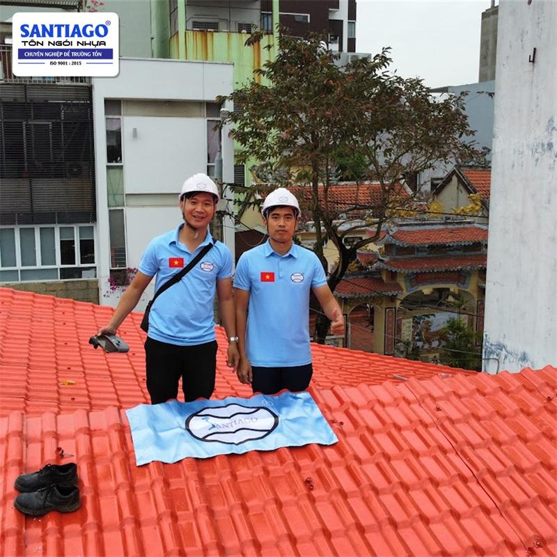 Công trình thực tế: mái ngói nhựa màu đỏ ngói