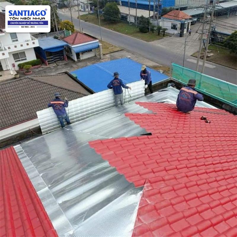 Công trình thực tế: mái ngói nhựa màu đỏ