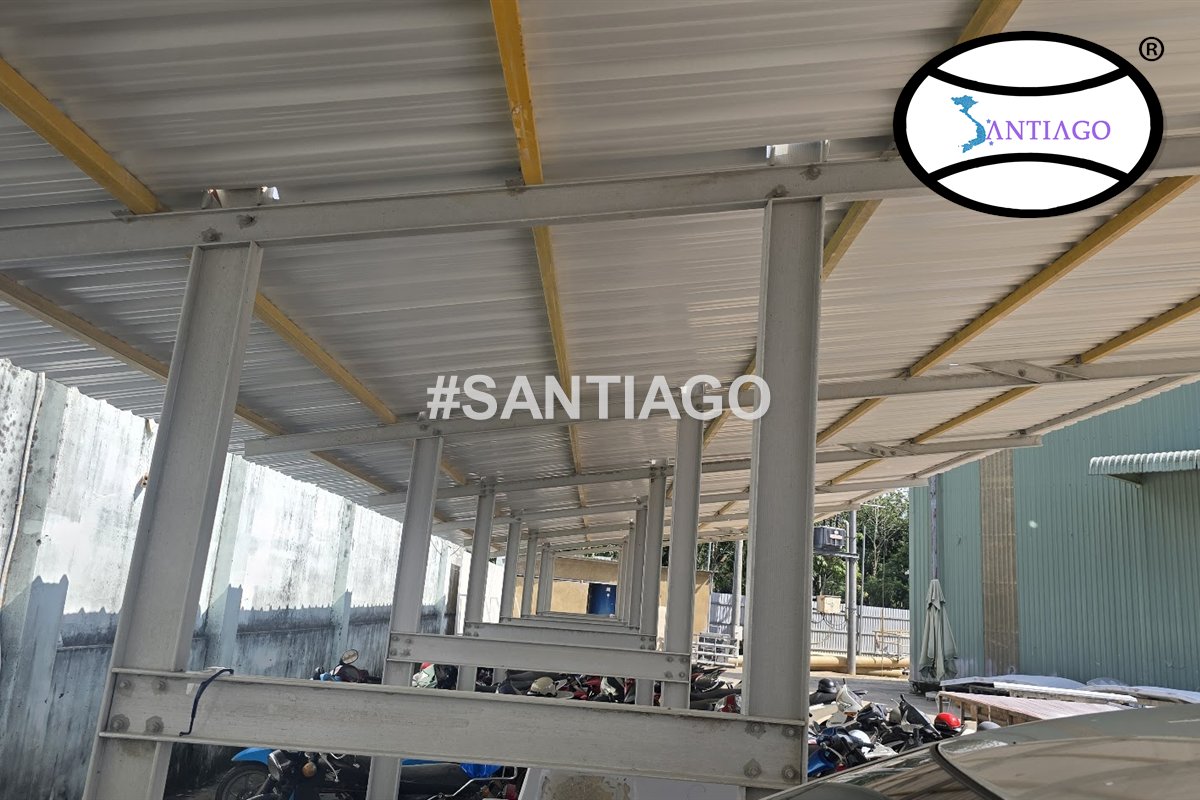 Mái che dùng xà gồ composite màu vàng