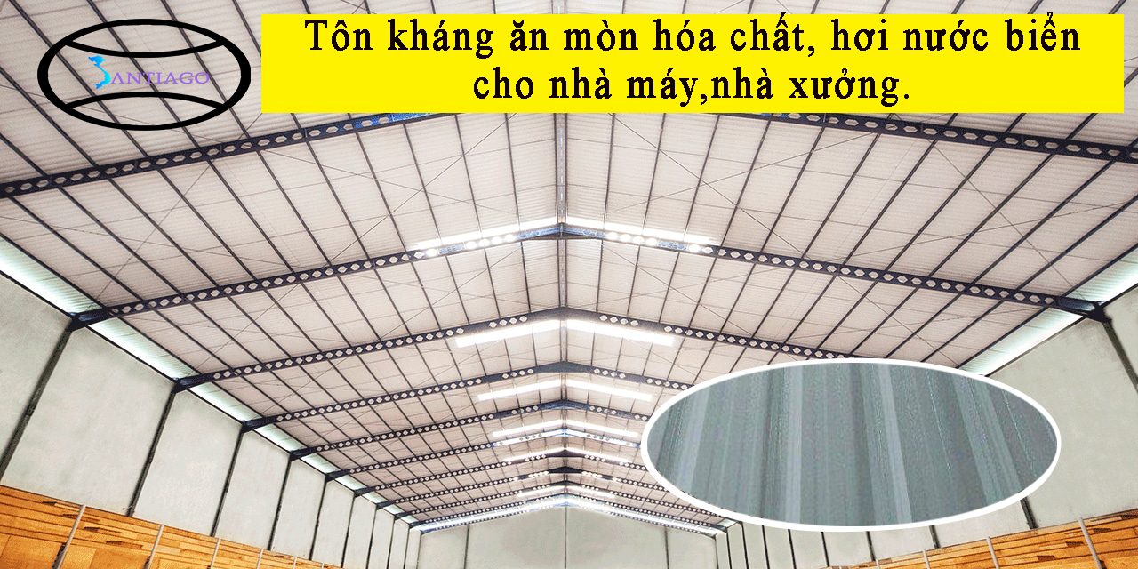 Tôn nhựa kháng ăn mòn hóa chất,hơi nước biển cho nhà máy và nhà xưởng