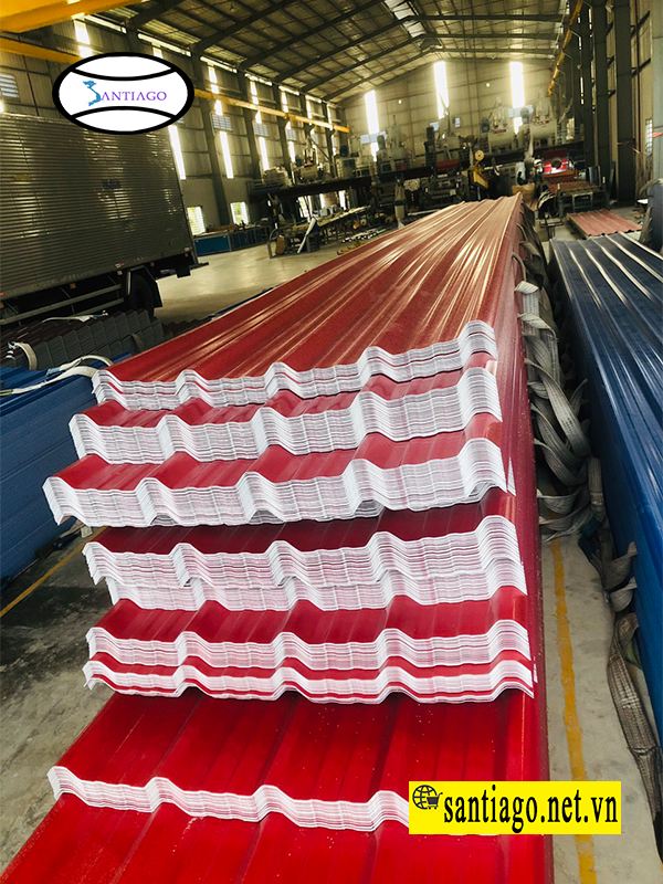tôn nhựa pvc 5 sóng màu đỏ