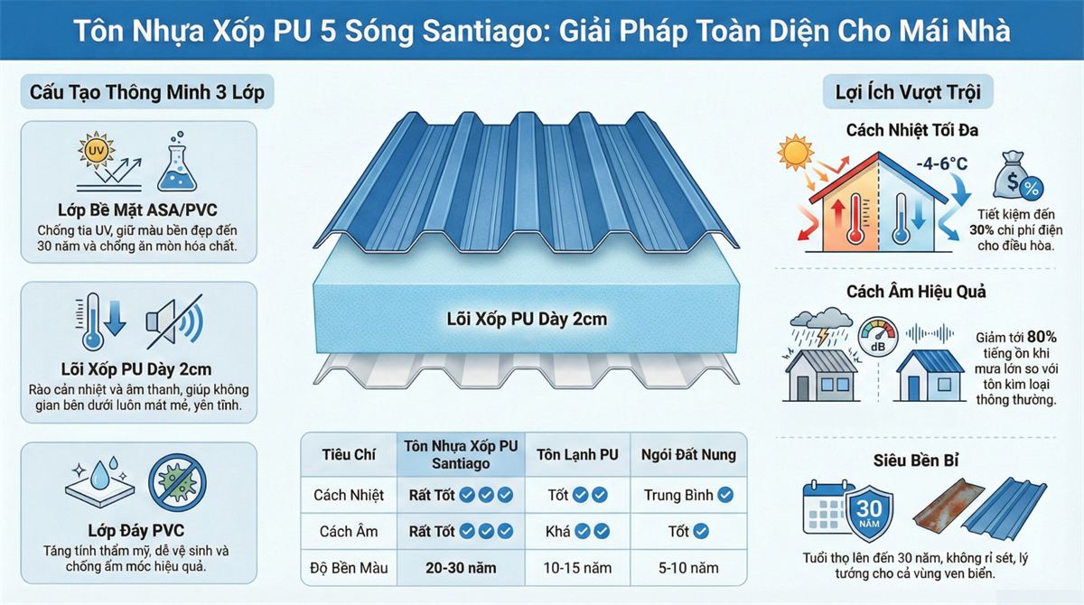 tôn nhựa pvc lõi xốp foarm pu cách nhiệt